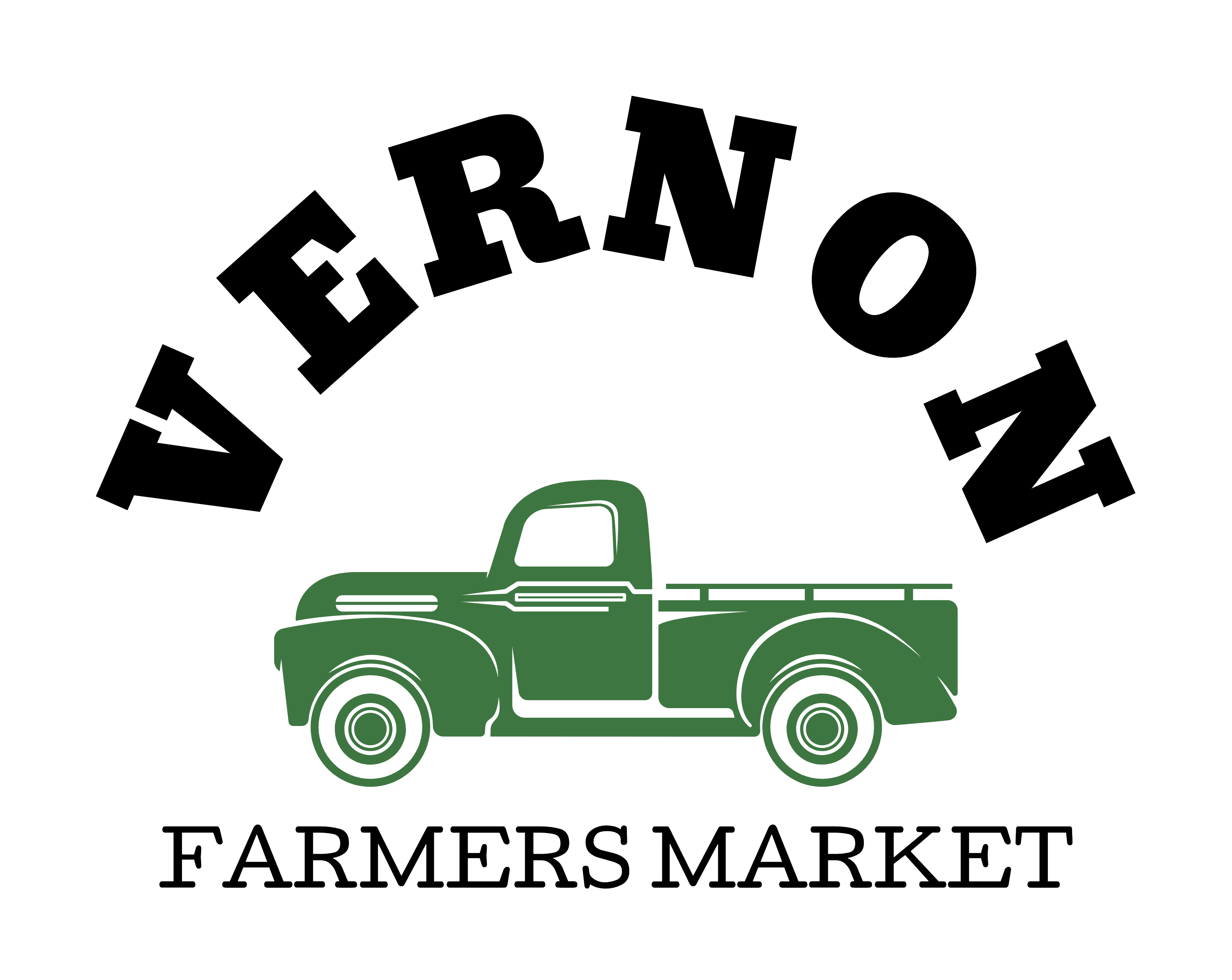 Millport Farmers Market Alabama Black version logo with a basket full of vegetables 